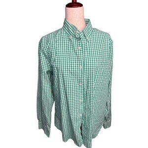 J.Crew Mens Green Gingham Slim Untucked Flex Washed Long-Sleeve Shirt Size Large